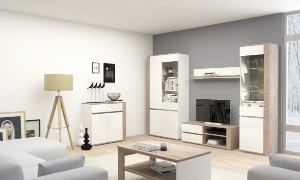 Витрина Ares AS9 правая белый глянец / дуб эндгрейн 