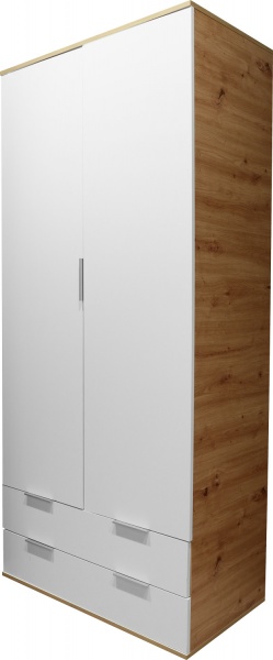 Шкаф М-ШК-3дз Матера 920х526х2065 мм дуб артизан/белый 