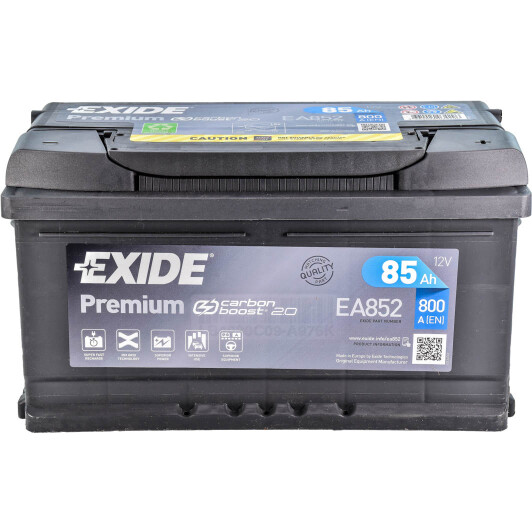 Аккумулятор автомобильный EXIDE Premium EA852 85Ah 800A 12V «+» справа (EA852)