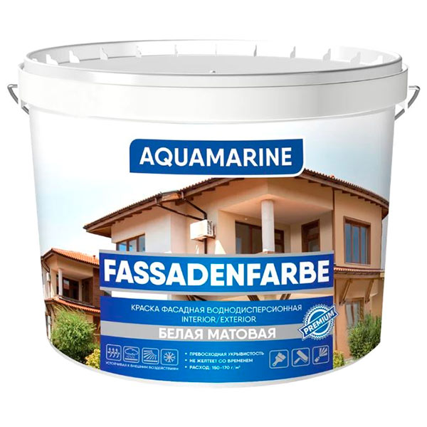Фарба фасадна водоемульсійна КОРАБЕЛЬНАЯ AQUAMARINE білий 14кг