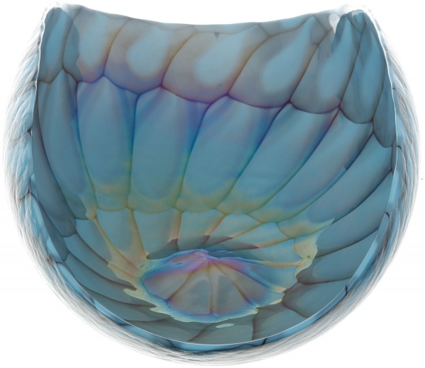 Ваза Yalos Murano BELUS 15 см бірюзова з чорними нитками та перламутровим ефектом 