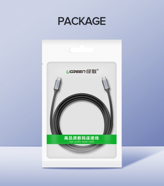 Кабель UGREEN US161 Type-C-Type-C 60 W 3A Gen1 5Gbps Cable 1,5 м black (50751) 
