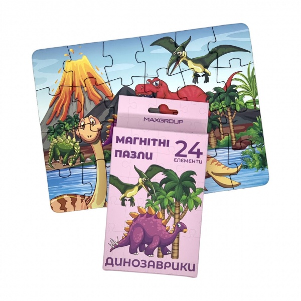 Пазлы магнитные MAXGROUP Динозаврики 24 элемента NM-209