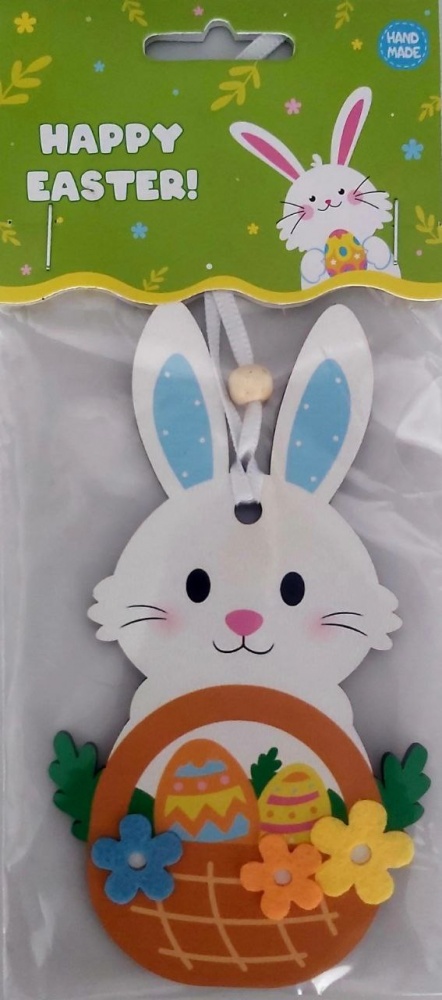 Декоративна підвіска Аплі Краплі з МДФ Зайчик з кошиком