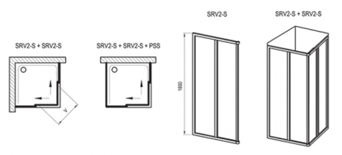 Стенка душевая Ravak SRV2-80 S PEARL