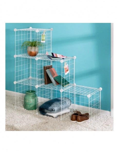 Стелаж дротяний куб сubes storage 6 полиць 1105х750х370 мм білий 