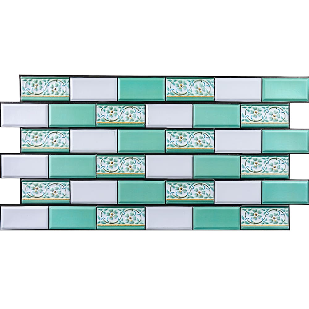 3D-панель с ПВХ Sticker Wall кирпич зеленый орнамент 960х480х4 мм (1429)