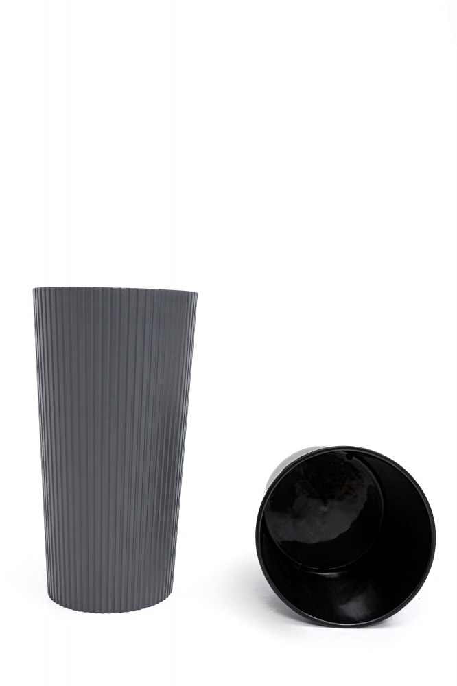 Горшок для цветов пластик Тея 41 см круглый антрацит 6 л ММ-Пласт (T41an)