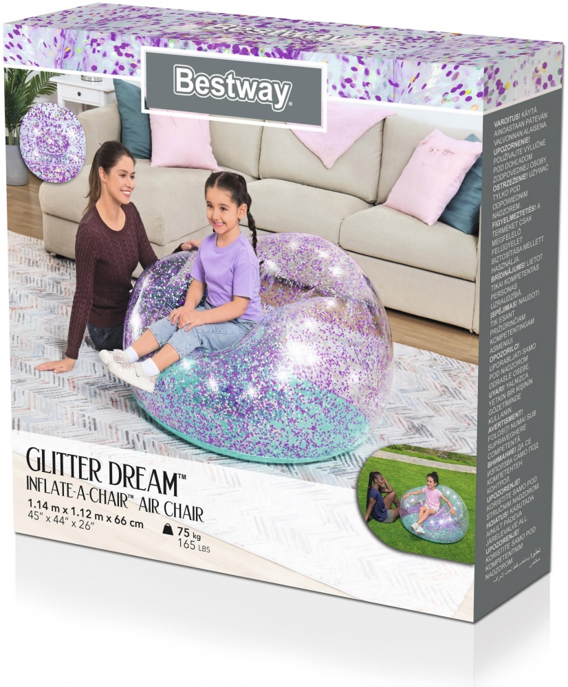 Кресло Bestway Glitter Dream Inflate-a-Chair 114х112х66 см