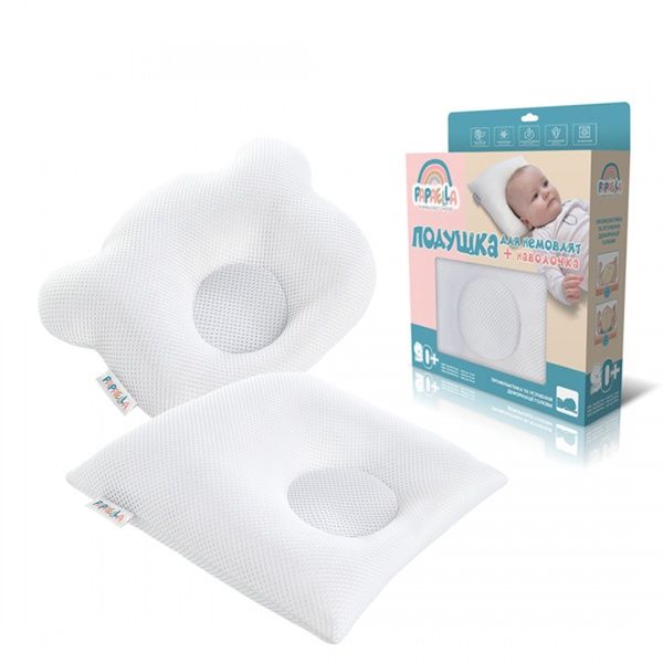 Подушка ортопедична IDEIA Бейбі 25х26х8/3.5 см, d-7.5 cм сітка білий 8000032582