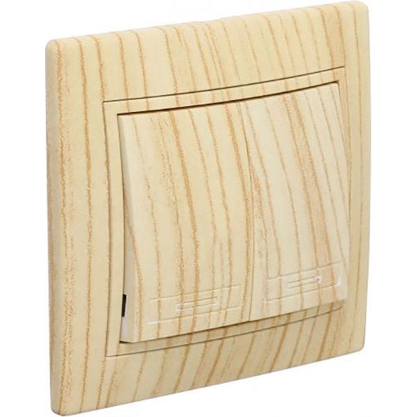 Выключатель двухклавишный Lezard Mira без подсветки 10 А 250В дуб беленый матовый 701-5252-101