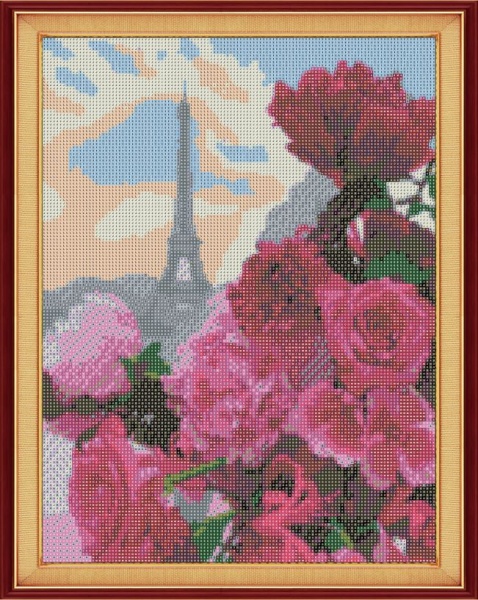 Картина стразами Квітковий Париж 40x50 см на підрамнику 954118 Santi 