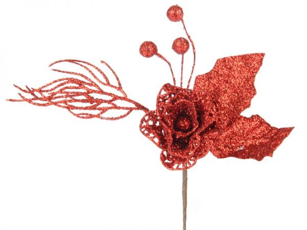 Гілочка декоративна Троянда 15 см в асортименті 801-003