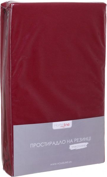 Простынь на резинке трикотажное 90x200 см бордовый Home Line 