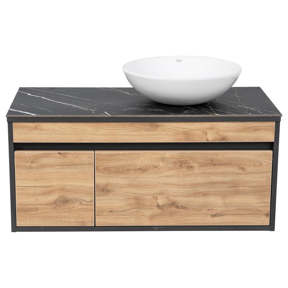 Тумба подвесная Aqua Rodos МАРСЕЛЬ Namibia Black 100 см с умывальником Zero 46 см