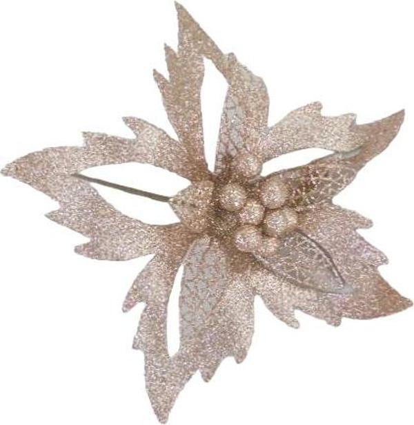 Декорація новорічна пуансетія гостра 22 см колір в асортименті