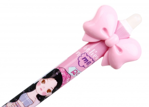 Ручка гелевая Крылья розовая чернила синие 