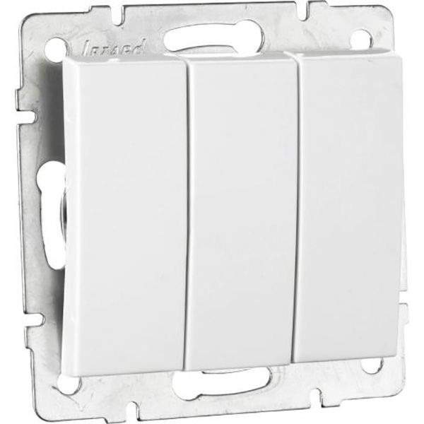 Вимикач триклавішний Lezard Rain без підсвітки 10 А 220В білий 703-0288-109