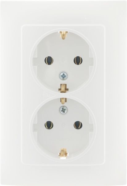 Розетка двойная с заземлением Simon 10 без шторок белый CGSZ2/11