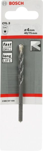 Сверло по бетону Bosch Silver Percussion 40x75 мм 4 мм 2608597656