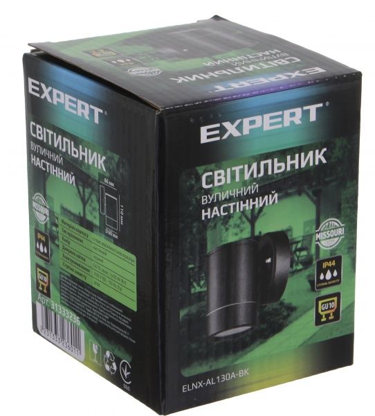 Світильник вуличний настінний Expert Light Missouri GU10 35 Вт IP44 чорний 