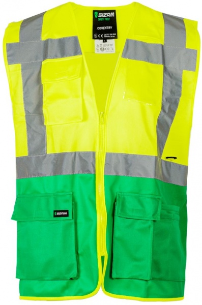 Жилет сигнальний Sizam Coventry р. S зріст універсальний 30144 зелений із жовтим