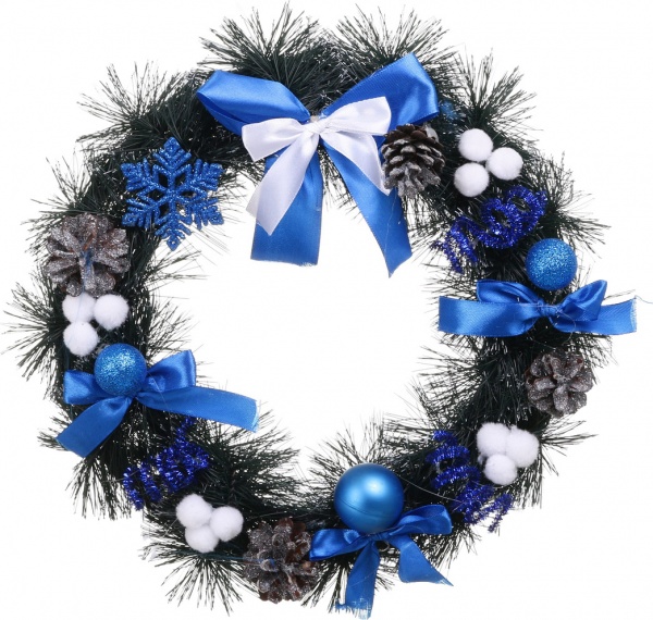 Венок рождественский с украшениями цвет в ассортименте d330 мм 