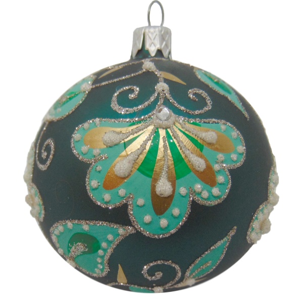 Куля новорічна d80 морська хвиля з малюнком 9783/AX04 3165 