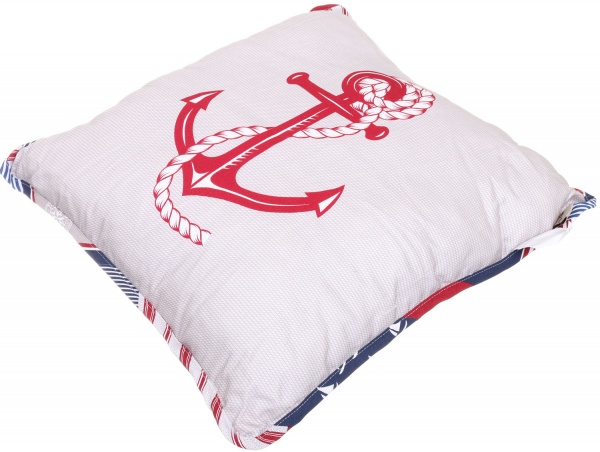 Подушка декоративная Фрегат с якорем 45x45 см белый с рисунком La Nuit 