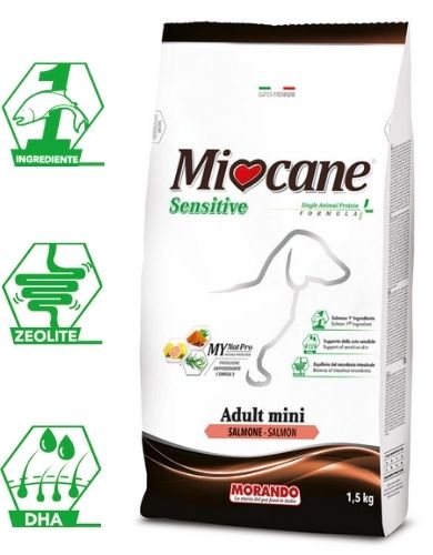 Корм сухий Morando MioCane Mini Sensitive (монопротеиновый) для собак малих порід, лосось 1,5 кг