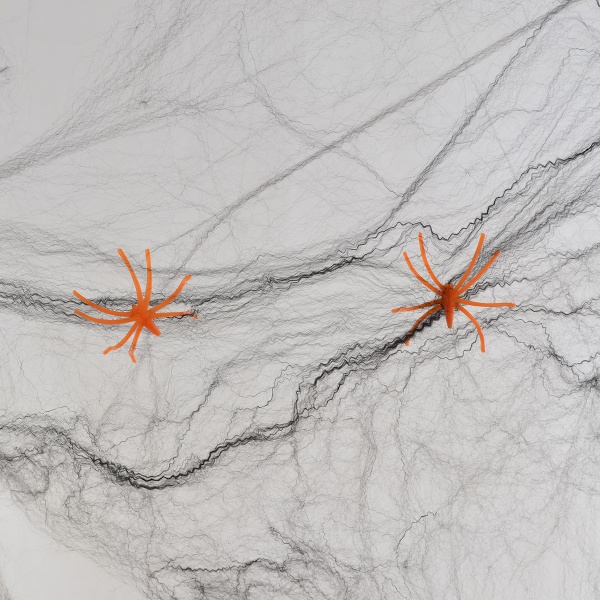 Декоративное изделие Паутина Хэллоуин 20 г с двумя паучками черная 973673 YES! Fun