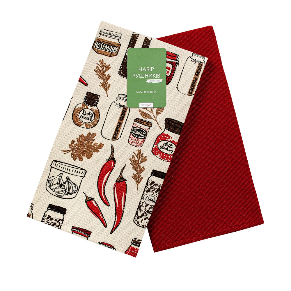 Набір рушників кухонних Спеції 2 шт. 45x60 см Homeline червоний/з малюнком