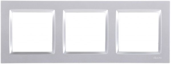 Рамка трехместная Simon 10 универсальная серебряный CR3/43