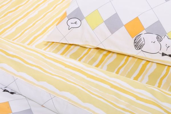 Комплект постільної білизни Funny pets полуторний різнокольоровий принт La Nuit 