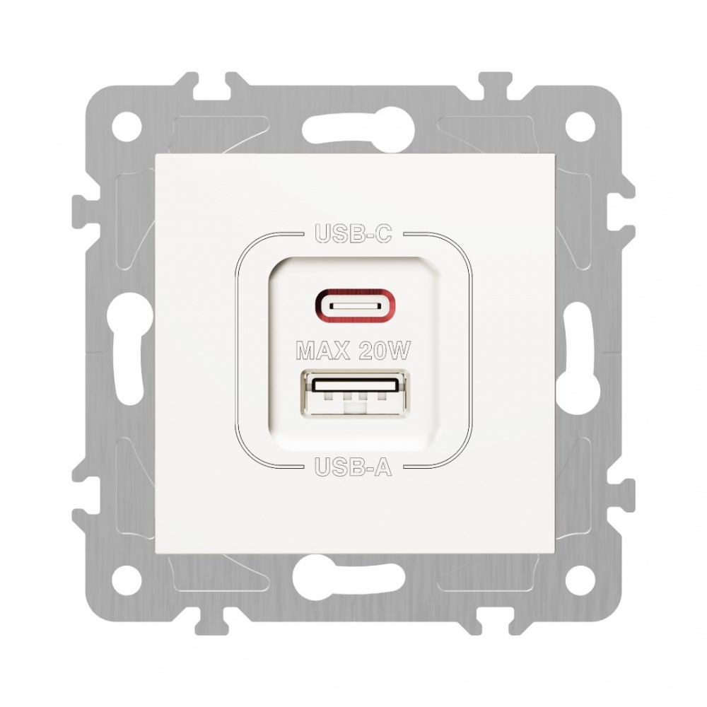 Механізм розетки USB + Type C HausMark Alta білий