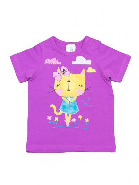 Футболка для дівчаток Luna Kids Кицька р.92 фіолетовий 0043 