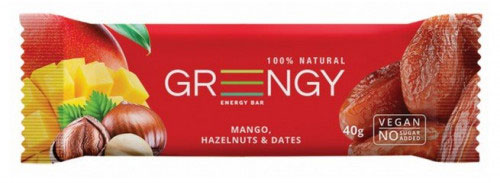Батончик Greengy Фініки, манго та фундук 40 г