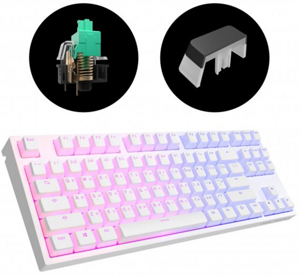 Клавіатура ігрова Dark Project KD87A Pudding Gateron Mechanical Cap Teal (DP-KD-87A-107700-GTC) white 