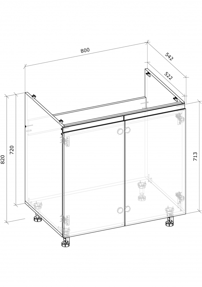 Тумба нижня Нм 80/82 під мийку МС Джетта дуб сонома/графіт Грейд