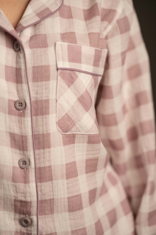 Піжама жіноча German Volf принт клітинка р. S фіолетовий