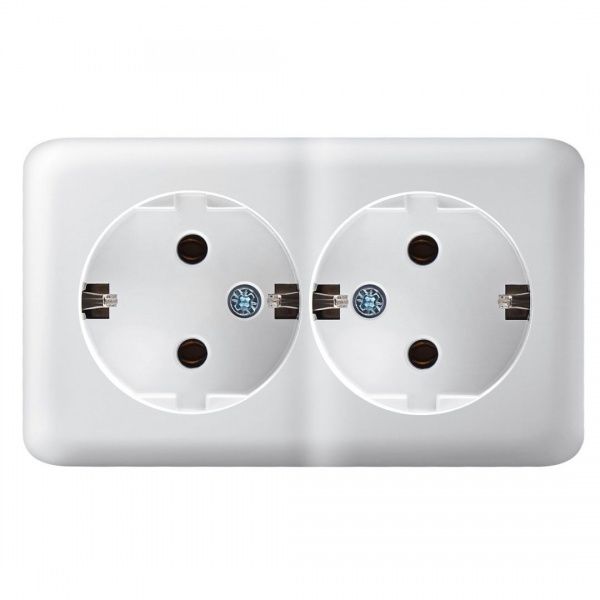 Розетка двойная с заземлением Lezard Viola без шторок без крышки белый 751-0200-127В