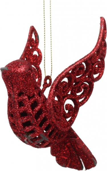 Елочная игрушка Птичка красная 9x11 см E09043R 