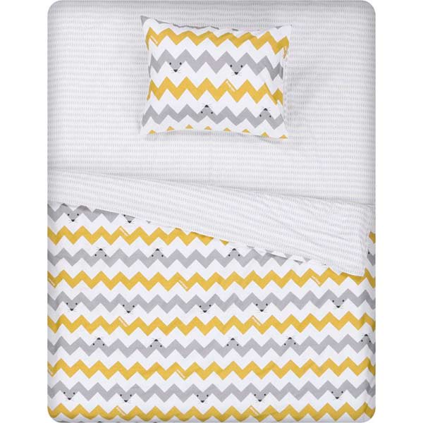 Комплект постельного белья Zigzag 1,5 серый с желтым 