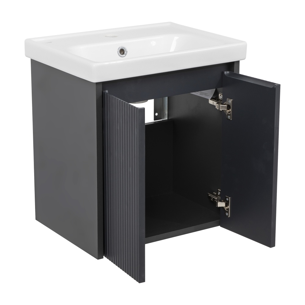 Тумба підвісна Aqua Rodos БАРСЕЛОНА з умивальником Frame 50 см антрацит