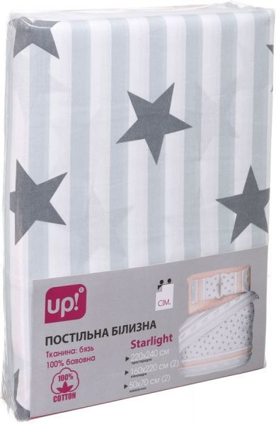 Комплект постельного белья Starlight семейный голубой с бежевым UP! (Underprice) 