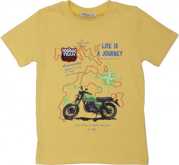 Футболка для мальчика ALG с мотоциклом №1 р.122 желтый 220622 