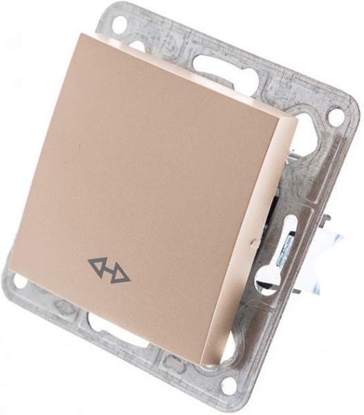 Переключатель одноклавишный перекрестный одноклавишный LXL Tesla без подсветки бронзовый 3530A champagne