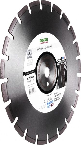 Диск алмазний відрізний Distar 1A1RSS/C1N-W Bestseller Abrasive 350x3,2x25,4 бетон, асфальт 12485129024