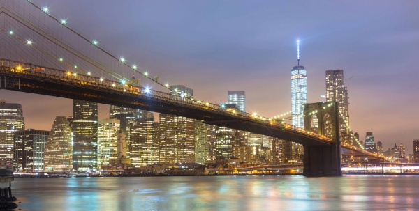 Репродукция Вечерний мост. Нью-Йорк 50x100 см Арт Фемелі 