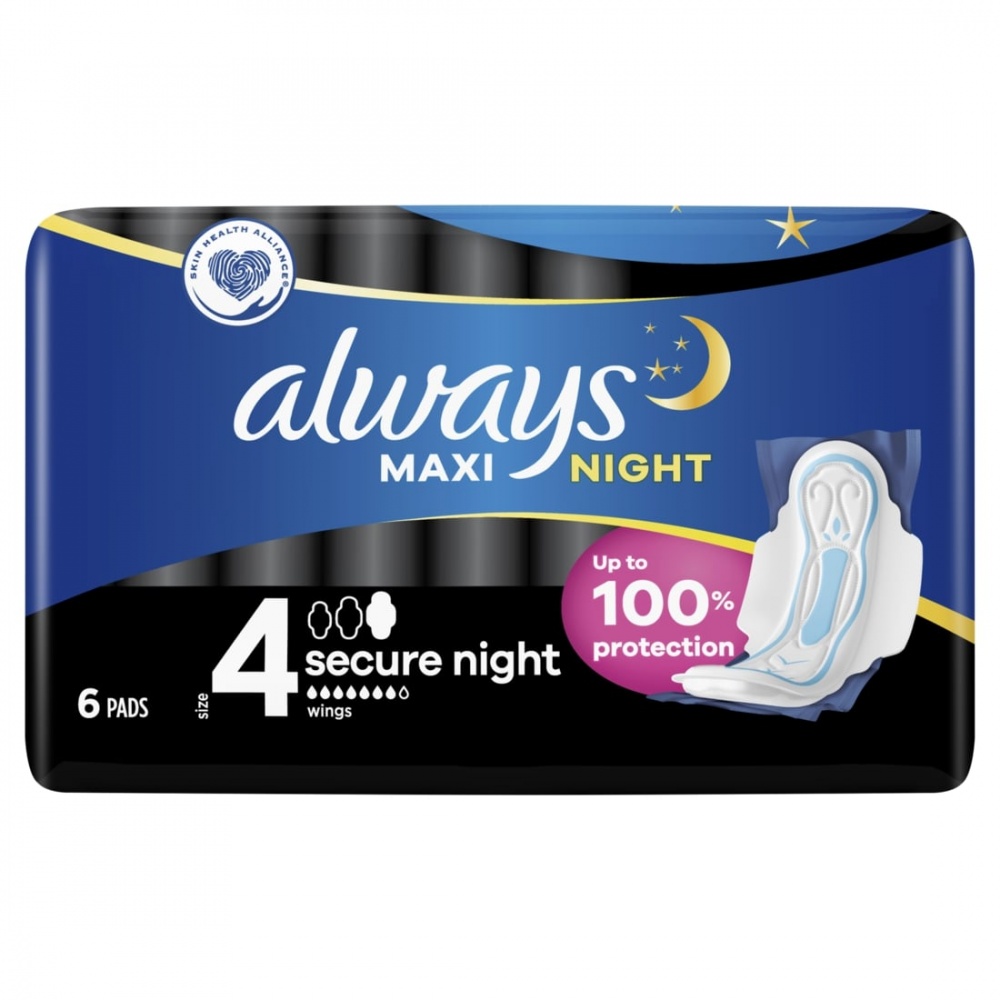 Прокладки гигиенические Always Maxi Secure Night (Размер 4) 6 шт.